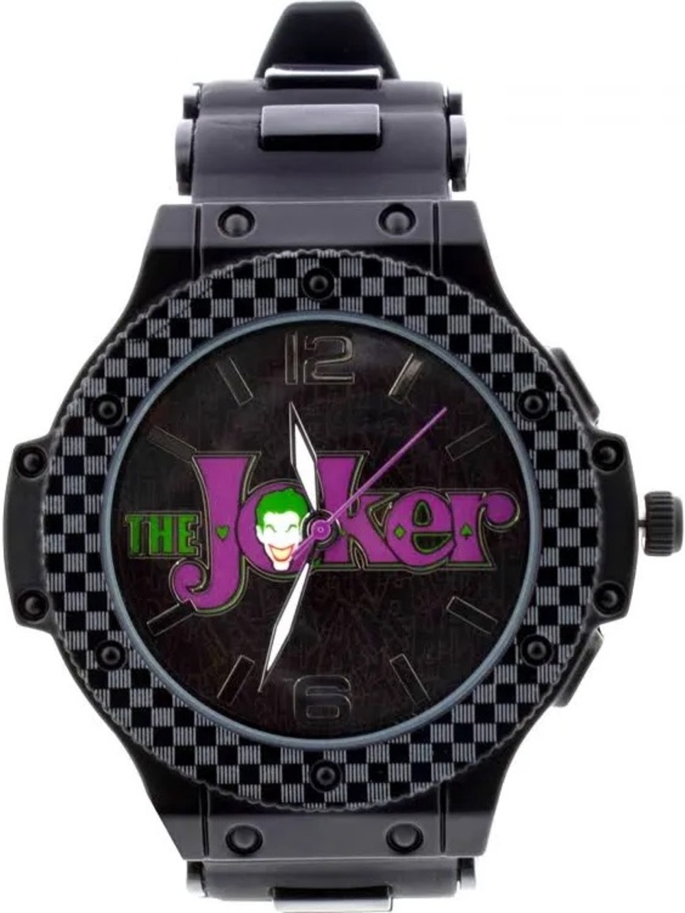 0140: The Joker Black with Purple Logo Stainless Steel Analog Watch - Black